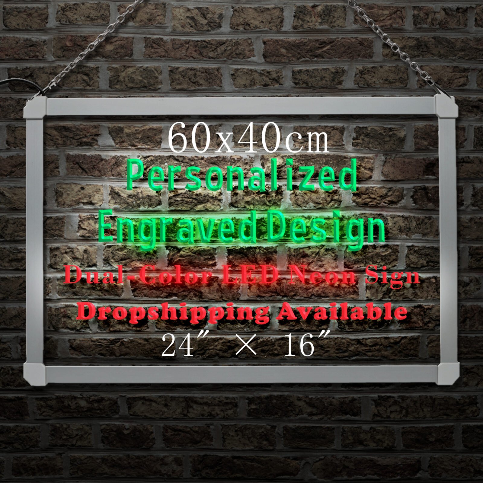 60x40cm Custom Dual-Color Control LED Neon Sign, Wall Art Decor for Wedding, Party & Home
